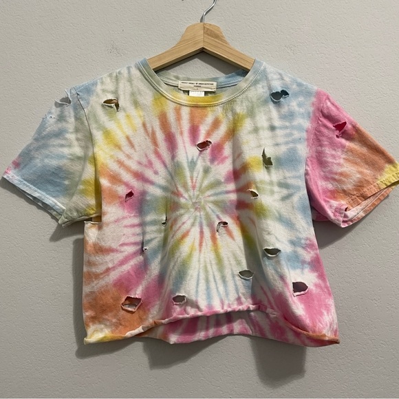 Urban Outfitters T-Shirt Cropped Tee Cotton Tie Dye Destroyed Womens Small S - Picture 4 of 7